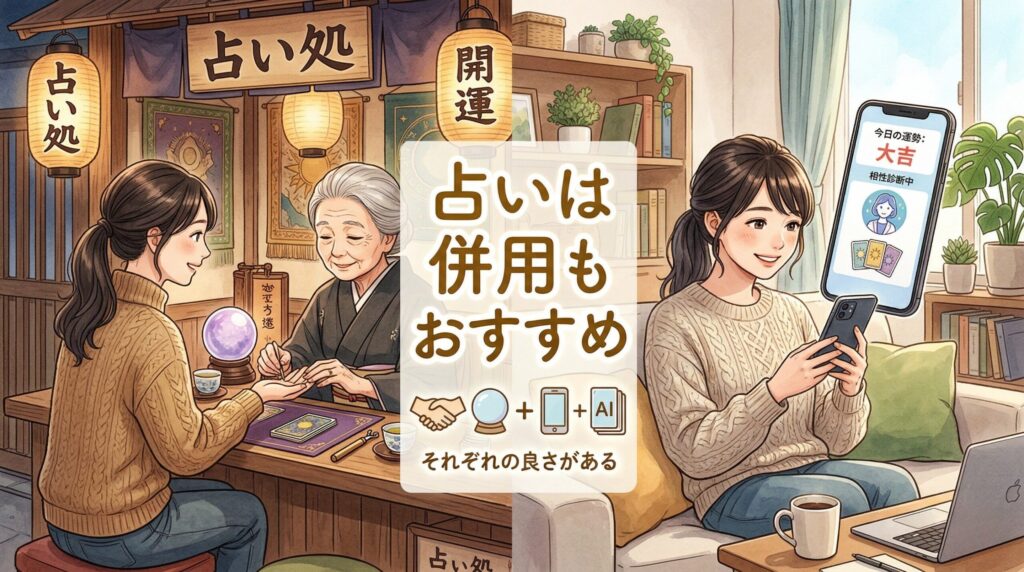 現地占いとオンライン占いの併用イメージ